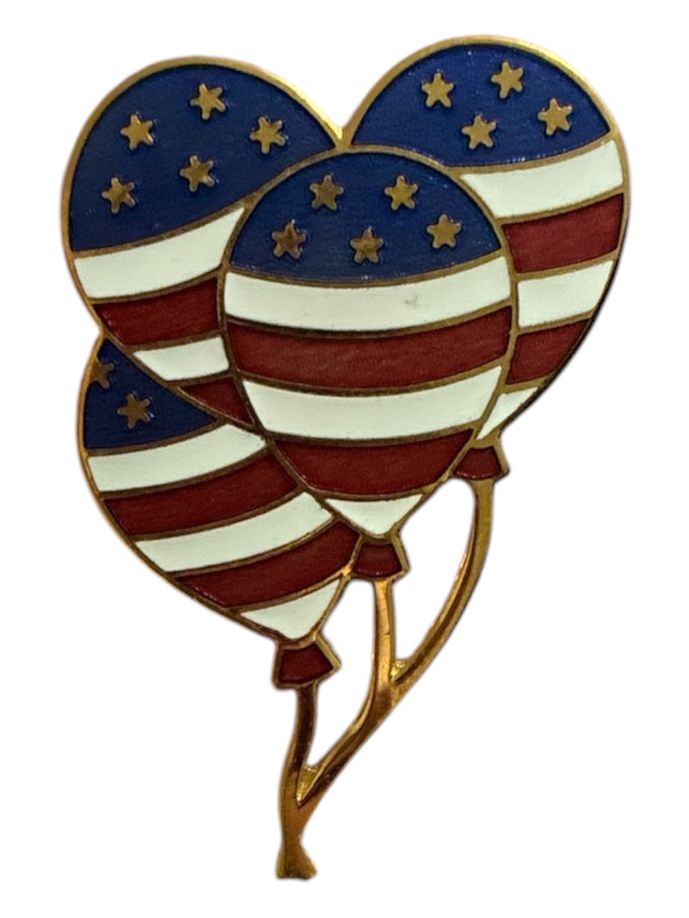 Fashion Jewelry Red, White & Blue Heart Balloon Brooch